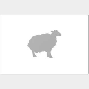 Sheep Silhouette Pattern in Grey on Mustard Yellow Posters and Art